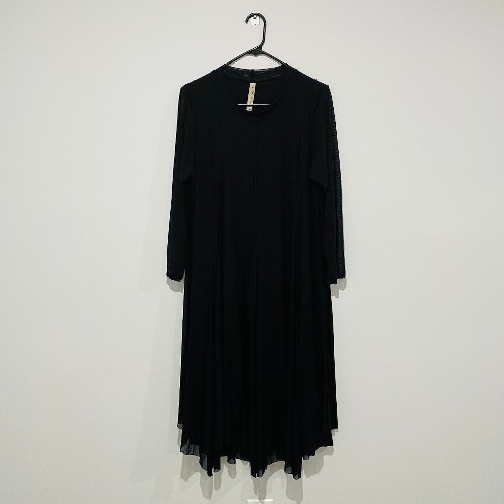 Cynthia Ashby Women Black Long Sleeve Long Dress Size M